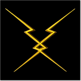 Golden Twin Lightning Bolt – Double the Power, Double the Impact! Posters and Art